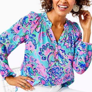 Lilly Pulitzer Blue and Pink Floral Blouse